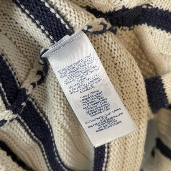 Chaps Chunky Blue and Cream Cowl Neck Sweater - Picture 8 of 8